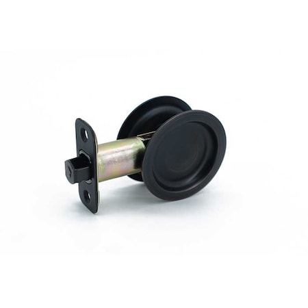 Orca Hardware Pocket Door Lock, Round, Passage Function, US10B Oil Rubbed Dark Bronze Finish PDLRD-PS-10B